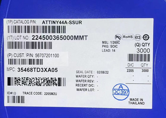 Bâti extérieur instantané à 8 bits d'IC 14-SOIC de microcontrôleur d'ATTINY44A-SSUR 20MHz 4KB