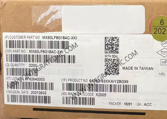 MX60LF8G18AC-XKI Memory IC Chip 3V 8G-bit NAND Flash Memory IC Package VFBGA-63 Il est équipé d'une carte mémoire