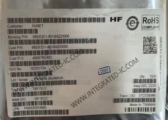 IC de commutation Ethernet 88E6321-A0-NAZ2I000 à 7 ports non géré pour l'automobile