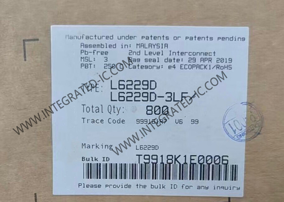 L6229D Puce de circuit intégré DMOS pilote 3 phases sans balai pilote de moteur CC SOIC24