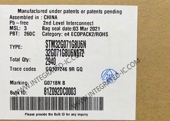STM32G071G8U6N Microcontrôleur MCU Microcontrôleur 32 bits 64MHz STM32 MCU grand public