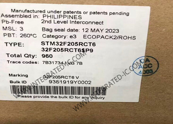 Les IC ébrèchent des microcontrôleurs du BRAS STM32F205RCT6 - la connectivité 256kB de M3 d'ARM Cortex de MCU 32BIT