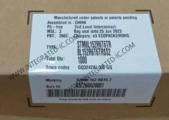 Microcontrôleur STM8L152R6T6TR MCU ultra-basse consommation 8 bits 16 MHz STM8L, boîtier 64-LQFP