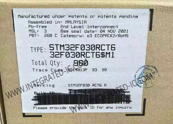 STM32F030RCT6 Microcontrôleur MCU avec 256 kB de mémoire flash 48 MHz fréquence d'horloge et 51 I/O