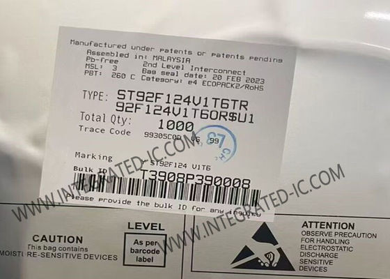 ST92F124V1T6 Microcontrôleur MCU 8-Bit 24MHz Single Voltage Flash MCU dans le paquet LQFP100
