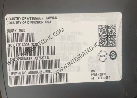 AD620ARZ amplificateur d'instrumentation puce de circuit intégré avec 1 canal 1 MHz largeur de bande et 1,2 V/us Slew Rate