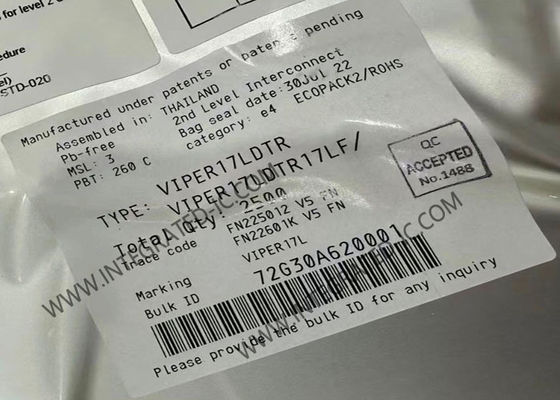 Chip de circuit intégré VIPER17LDTR régulateur de commutation 800V à fréquence 60 kHz et puissance de sortie de 9 W pour convertisseurs flyback