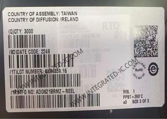 ADG621BRMZ Puce de circuit intégré double SPST Switch IC avec paquet MSOP à 10 conduites 2.7V à 5.5V alimentation simple et ±2.7V à ±5.5V alimentation double