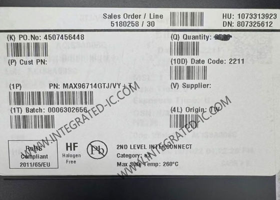 MAX96714GTJ Circuit intégré Puce Désérialiseur GMSL1 vers CSI-2 unique avec transmission de données à haute vitesse