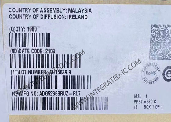 Circuit intégré ADG5236BRUZ, puce IC avec 2 commutateurs doubles SPDT, résistance à l'état passant de 200 Ohms et tension d'alimentation de 9V à 40V