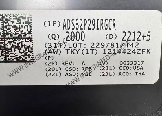 Puce de circuit intégré ADS62P29IRGCR, résolution 12 bits, ADC 250 MSPS avec boîtier compact 64 QFN