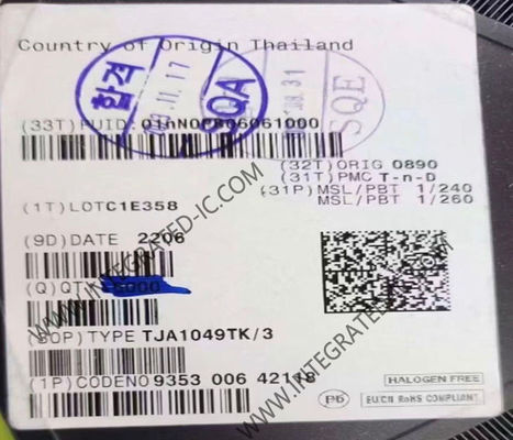 Puce de circuit intégré TJA1049TK, émetteur-récepteur CAN haute vitesse 5 Mbps avec hystérésis du récepteur de 300 mV et tension d'alimentation de 4,75 V ~ 5,25 V