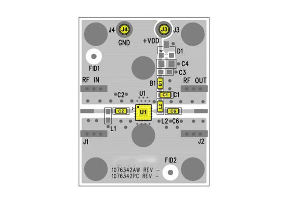 TQP3M9019-PCB-RF Solutions Embarquées 50MHz à 4GHz Carte d'évaluation de bloc amplificateur à faible bruit (LNA) à haute linéarité