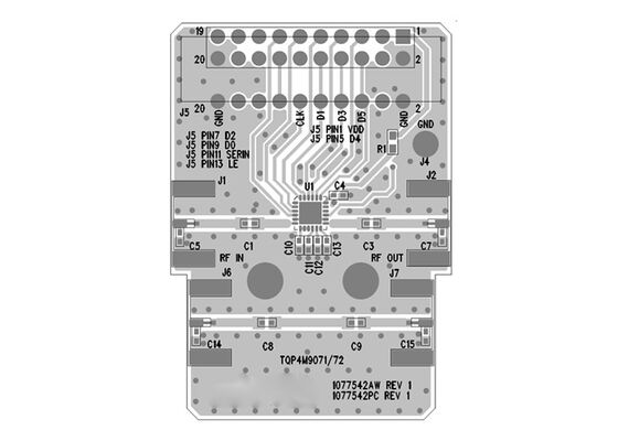 TQP4M9071-PCB-RF Solutions intégrées Tableau d'évaluation de l'atténuateur à étape numérique à haute linéarité à 6 bits