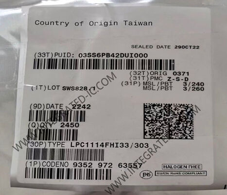 LPC1114FHI33 MCU microcontrôleur ARM Cortex-M0 32 bits avec une vitesse de 50 MHz et une mémoire flash de 32 KB