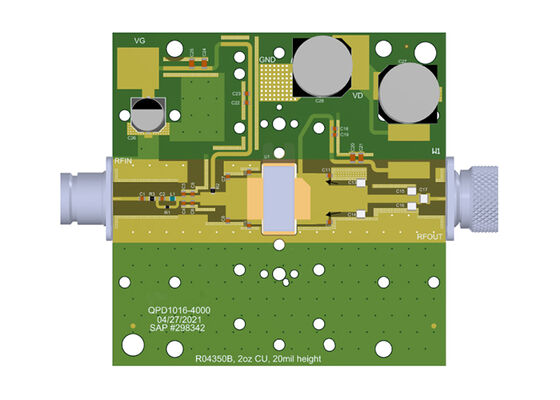 QPD1016EVB01 Solution intégrée 500W tableau d'évaluation des transistors GaN RF discrets pré-matchés