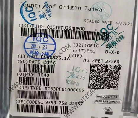 Puce de circuit intégré PMIC à 12 canaux MC33PF8100CCES pour les applications de traitement haute performance avec alimentation 2,5 V ~ 5,5 V