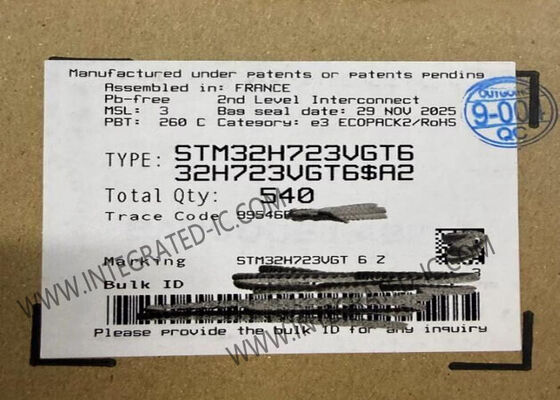 STM32H723VGT6 Microcontrôleur ARM Cortex-M7 MCU 550MHz 1MB FLASH 80 GPIO LQFP-100 IC