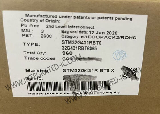 Microcontrôleur STM32G431RBT6 ARM Cortex-M4F avec une vitesse de 170 MHz, 128 Ko de mémoire Flash et un cœur unique 32 bits dans un boîtier LQFP64