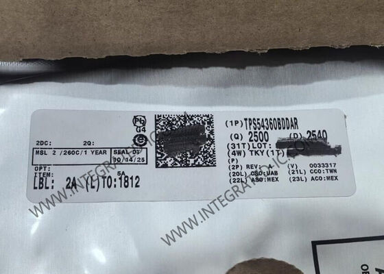 Circuit intégré TPS54360BDDAR, convertisseur CC-CC abaisseur intégré 3,5 A avec entrée de 4,5 V à 60 V et fréquence de commutation de 100 kHz à 2,5 MHz