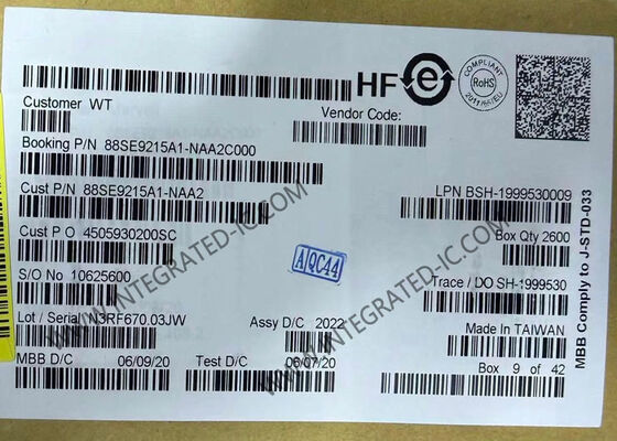 88SE9215A1-NAA2C000 Circuit Intégré Puce Contrôleur E/S SATA 6Gbps à quatre ports PCIe 2.0 une voie