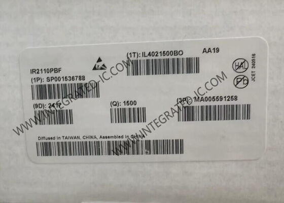 IR2110PBF Circuit intégré de pilote de porte à haute tension latérale de 500 V, compatible avec la logique 3.3 V et courant de sortie de pointe de 2 A