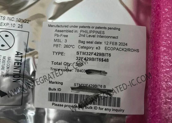 STM32F429BIT6 Microcontrôleur MCU 32 bits à noyau unique 180 MHz dans le paquet LQFP208