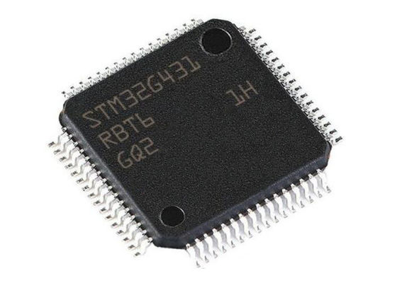 Microcontrôleur STM32G431RBT6 ARM Cortex-M4F avec une vitesse de 170 MHz, 128 Ko de mémoire Flash et un cœur unique 32 bits dans un boîtier LQFP64