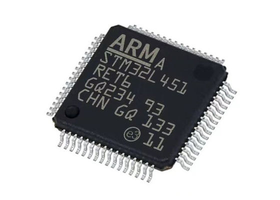 Microcontrôleur 32 bits STM32L451RET6TR avec cœur ARM Cortex-M4, vitesse de 80 MHz, 160 Ko de RAM et CAN 12 bits