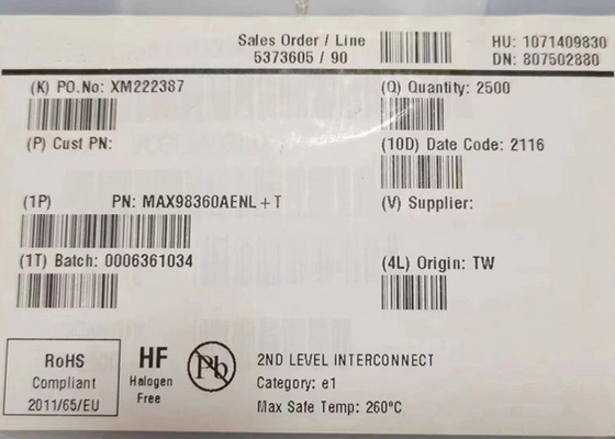 Puce de circuit intégré MAX98360AENL Amplificateur audio de classe D à 1 canal 9-XFBGA