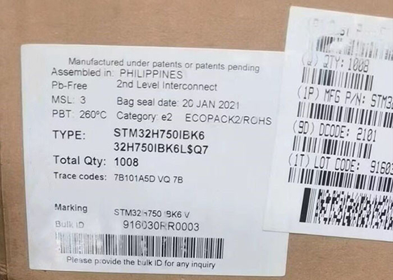 Microcontrôleur IC 201UFBGA 32Bit de la haute performance MCU STM32H750IBK6 à un noyau