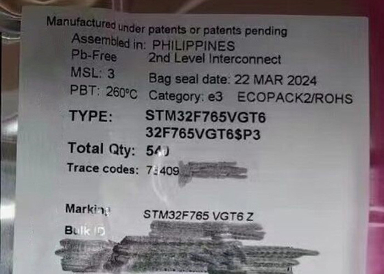 Microcontrôleur à un noyau IC 100-LQFP de la puce STM32F765VGT6 1MB de circuit intégré