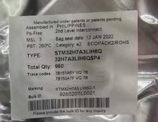 Puce de la puce 280MHz IC de microcontrôleur du microcontrôleur MCU STM32H7A3LIH6Q 225TFBGA