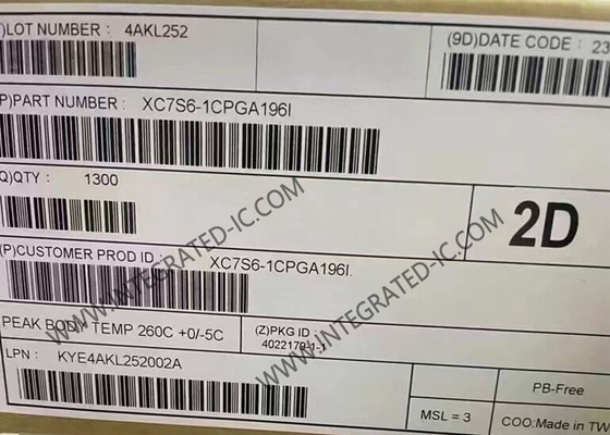 Réseau de porte programmable sur le champ XC7S6-1CPGA196I 100 I/O Spartan-7 Embedded Réseau de porte programmable sur le champ IC 196-TFBGA
