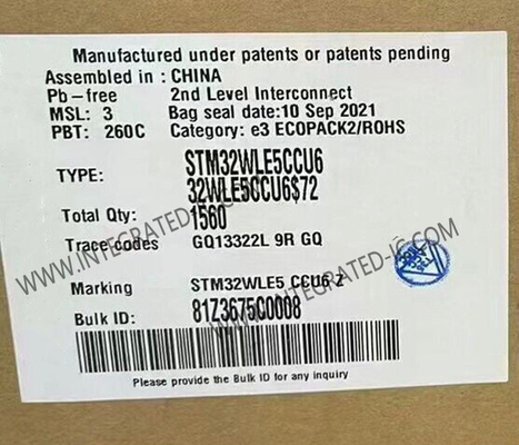 STM32WLE5CCU6 256 bâti extérieur instantané d'IC 48-UFQFN d'émetteur-récepteur des K bytes rf