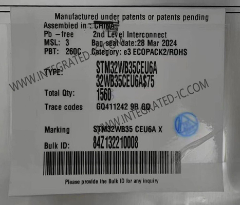 STM32WB35CEU6A Microcontrôleur MCU 2,4 GHz Multiprotocol sans fil MCU 32 bits