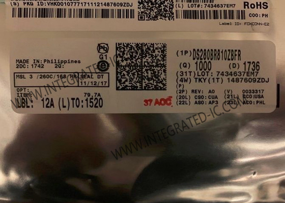 DS280BR810ZBFR puce de circuit intégré redirigeur linéaire à 8 canaux répétiteur linéaire à 28 Gbps
