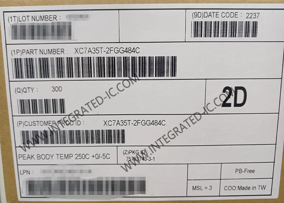 Array de porte programmable sur le terrain XC7A35T-2FGG484C 6,6 Gb/s Artix-7 Array de porte programmable sur le terrain IC 484-BBGA Surface Mount