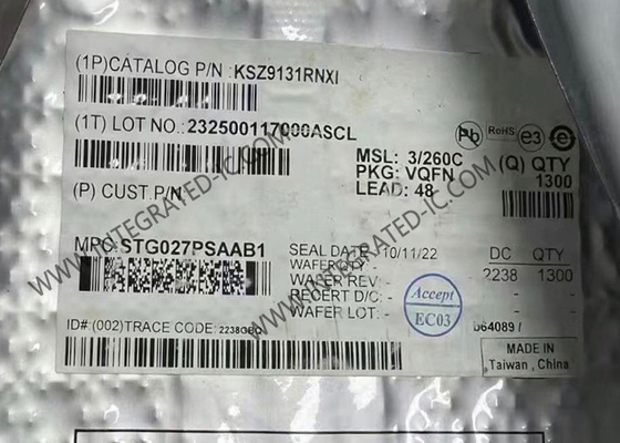 Puce IC KSZ9131RNXI Émetteur-récepteur Gigabit Ethernet 48-QFN Package Montage en surface