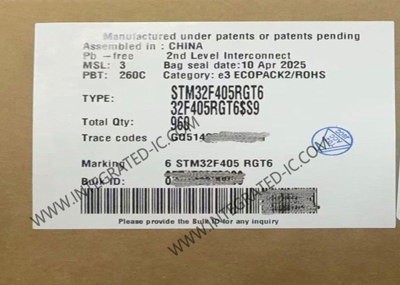 Microcontrôleurs 168MHz IC 64-LQFP à un noyau à 32 bits du BRAS M4 de STM32F405RGT6 MCU