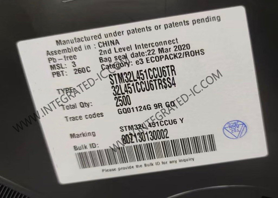 Microcontrôleur 256KB IC à un noyau du microcontrôleur MCU STM32L451CCU6