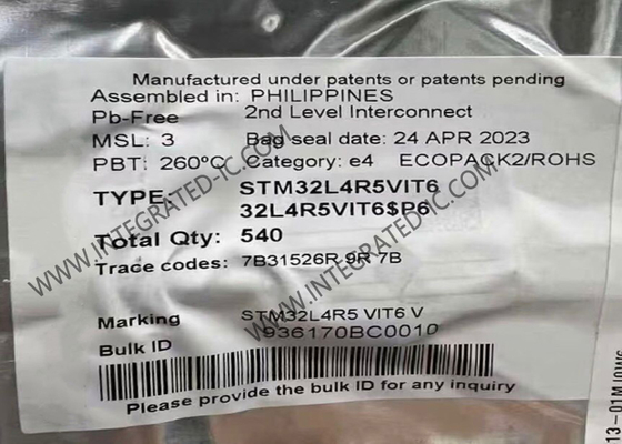 Microcontrôleur STM32L4R5VIT6 MCU Ultra Basse Consommation Puce de Microcontrôleur 100LQFP