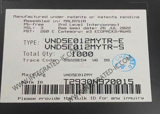 VND5E012MYTR Circuit intégré 52A Double canal Driver côté haut PowerSSO-36