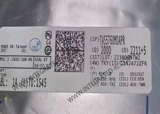 Circuit intégré TAS5760MDAPR, amplificateur de classe D avec une puissance de sortie de 55,2 W, 0,03 % de distorsion harmonique totale plus bruit et une impédance de charge de 4 ohms