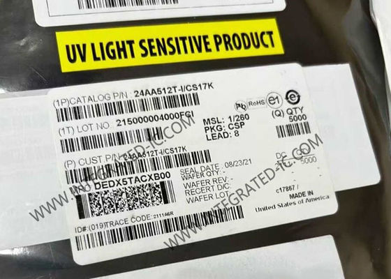 24AA512T-I/CS17K 512Kbit 1,7V à 5,5V 400 kHz Puce de circuit intégré de mémoire EEPROM série avec interface I2C