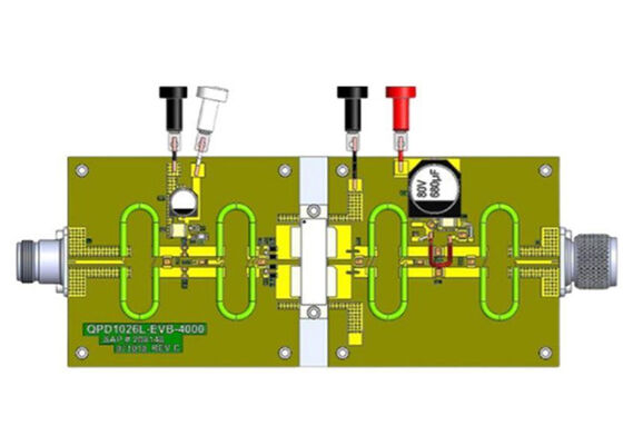 QPD1026LEVB1 Solutions embarquées 1300W 65V Transistor GaN à adaptation d'entrée RF, carte d'évaluation