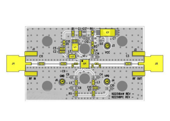 TQP9111-PCB2600 Solutions intégrées de 1,8 GHz à 2,7 GHz Conseil d'évaluation de l'amplificateur de puissance de 2 watts