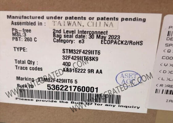 Microcontrôleur MCU STM32F429IIT6 180 MHz 32 bits avec 2 Mo de mémoire Flash en boîtier LQFP176