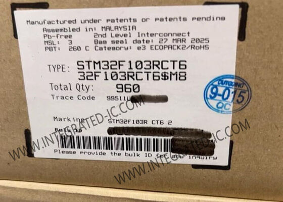 STM32F103RCT6 Microcontrôleur 32 bits avec ARM Cortex-M3 Core, vitesse de 72 MHz, mémoire flash 256KB et ADC 12 bits