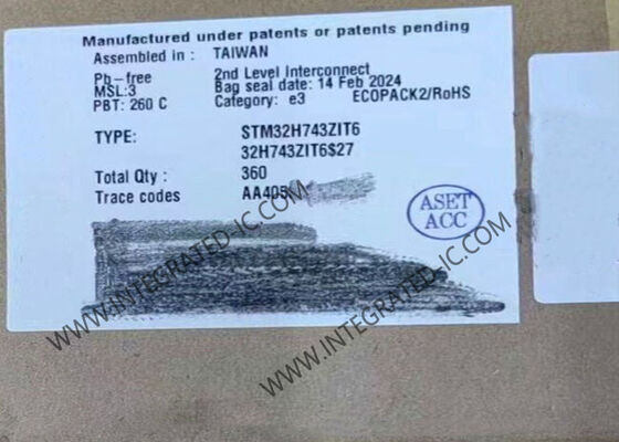 Microcontrôleur à un noyau IC 144-LQFP de la puce STM32H743ZIT6 2-Bit 480MHz 2MB de circuit intégré